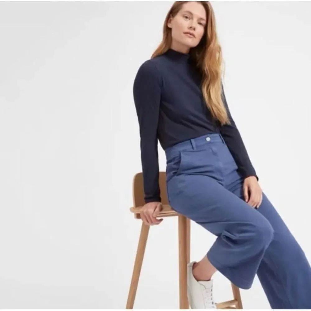 Everlane high rise straight leg 0 navy sustainable chino jeans